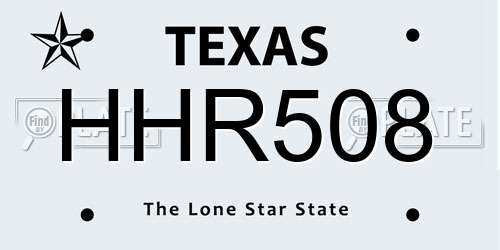 HHR508 Texas License Plate
