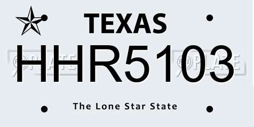 HHR5103 Texas License Plate