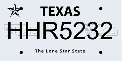 HHR5232 Texas License Plate