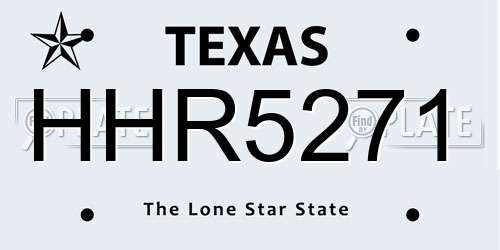 HHR5271 Texas License Plate
