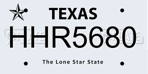HHR5680 Texas License Plate