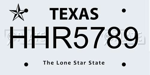 HHR5789 Texas License Plate