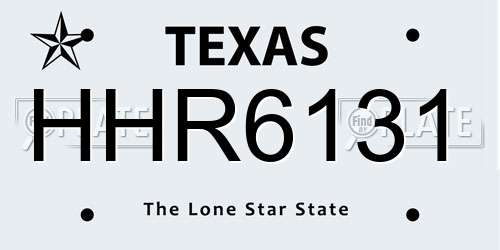 HHR6131 Texas License Plate