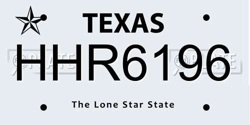 HHR6196 Texas License Plate