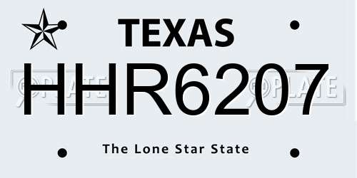 HHR6207 Texas License Plate