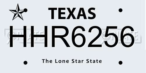 HHR6256 Texas License Plate