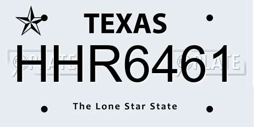 HHR6461 Texas License Plate