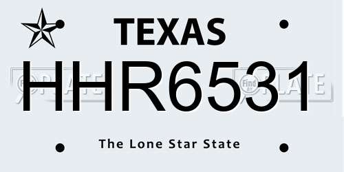 HHR6531 Texas License Plate