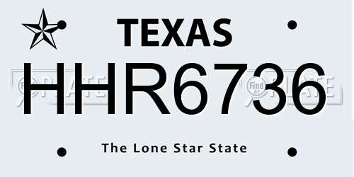 HHR6736 Texas License Plate