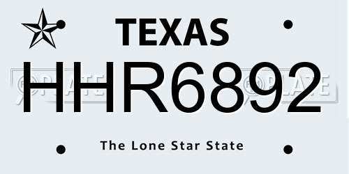 HHR6892 Texas License Plate
