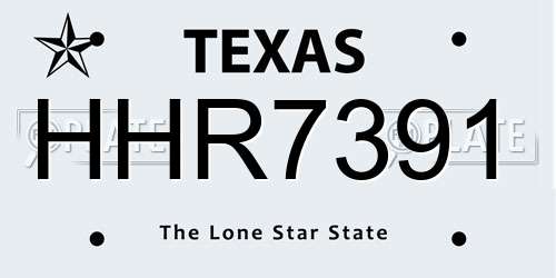HHR7391 Texas License Plate