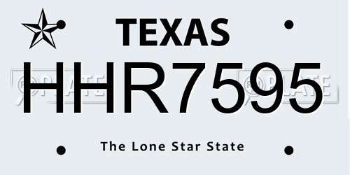 HHR7595 Texas License Plate