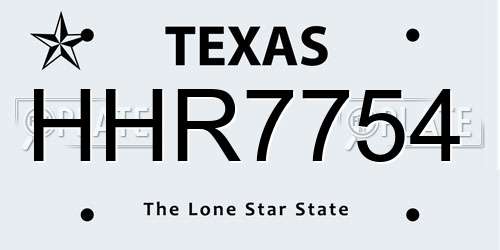 HHR7754 Texas License Plate