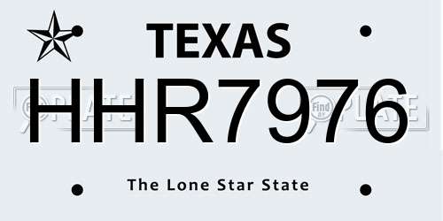 HHR7976 Texas License Plate