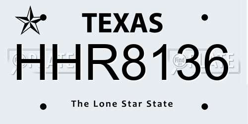 HHR8136 Texas License Plate