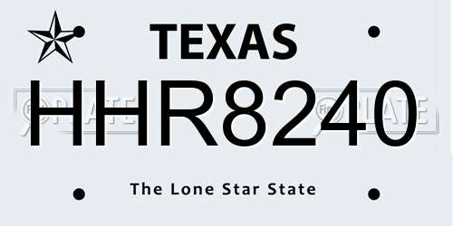HHR8240 Texas License Plate