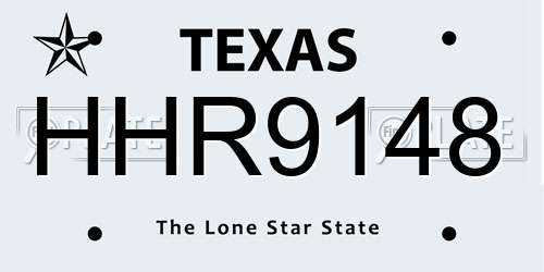 HHR9148 Texas License Plate