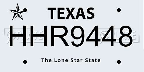 HHR9448 Texas License Plate