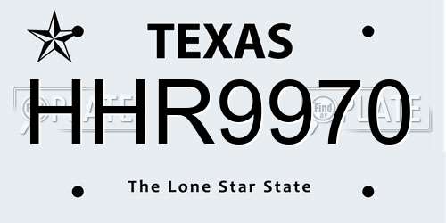 HHR9970 Texas License Plate