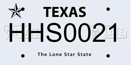 HHS0021 Texas License Plate