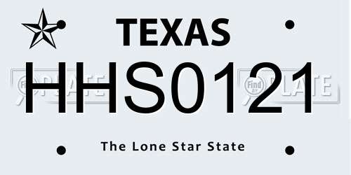 HHS0121 Texas License Plate