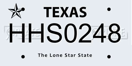 HHS0248 Texas License Plate