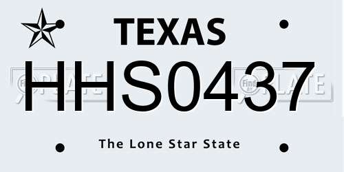 HHS0437 Texas License Plate