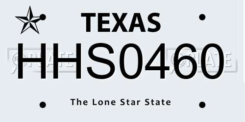 HHS0460 Texas License Plate