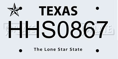 HHS0867 Texas License Plate