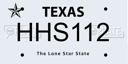 HHS112 Texas License Plate