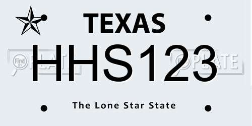 HHS123 Texas License Plate