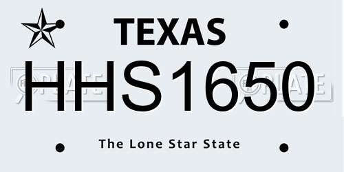 HHS1650 Texas License Plate