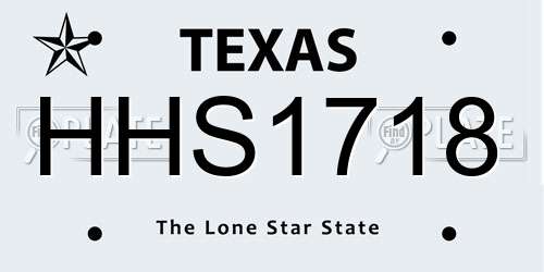 HHS1718 Texas License Plate