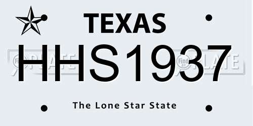 HHS1937 Texas License Plate