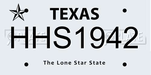 HHS1942 Texas License Plate