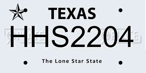 HHS2204 Texas License Plate