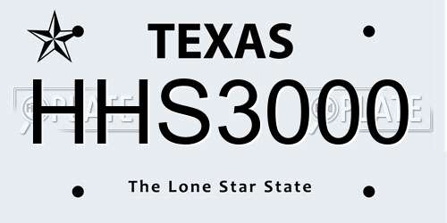 HHS3000 Texas License Plate