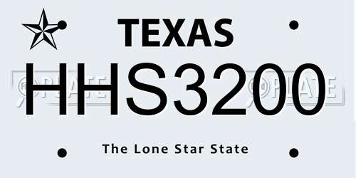 HHS3200 Texas License Plate