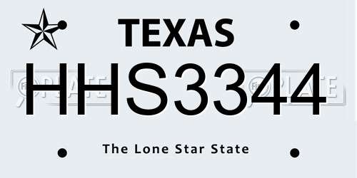 HHS3344 Texas License Plate