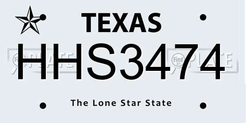 HHS3474 Texas License Plate