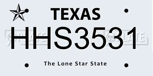 HHS3531 Texas License Plate