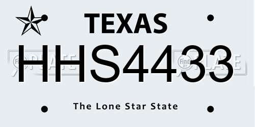 HHS4433 Texas License Plate