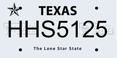 HHS5125 Texas License Plate