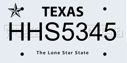 HHS5345 Texas License Plate