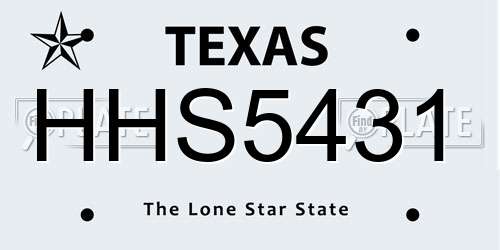 HHS5431 Texas License Plate