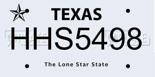 HHS5498 Texas License Plate