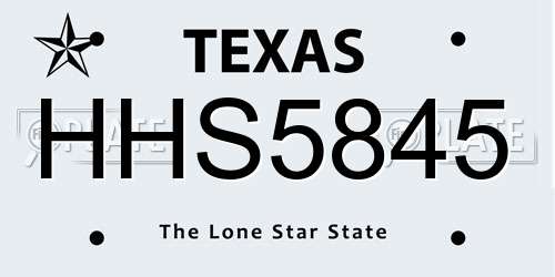 HHS5845 Texas License Plate