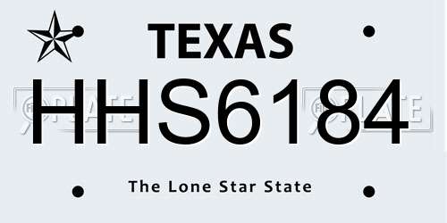 HHS6184 Texas License Plate