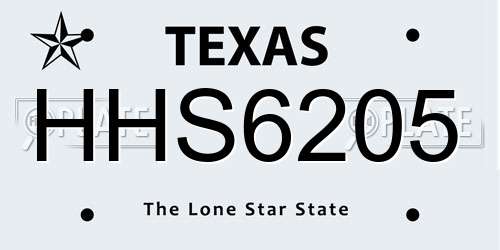 HHS6205 Texas License Plate