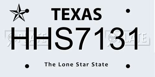 HHS7131 Texas License Plate